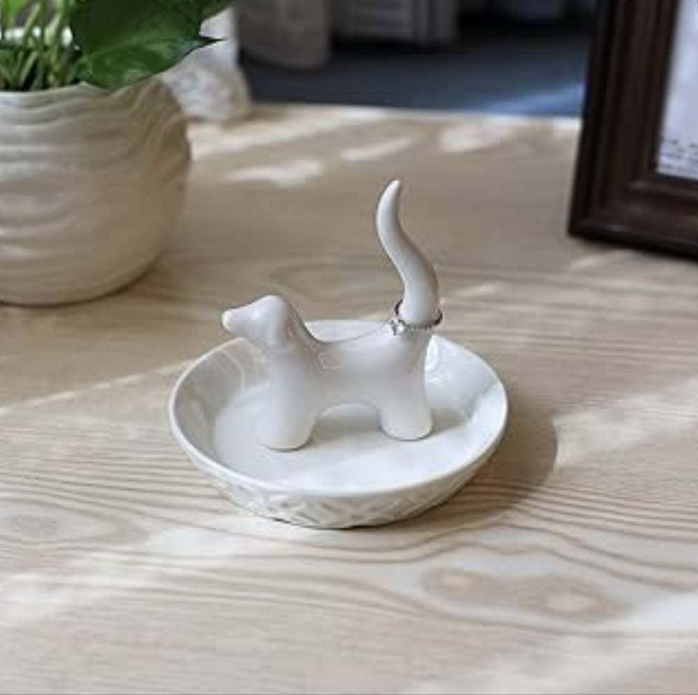 Puppy Jewelry Tray Ceramic Trinket Dish